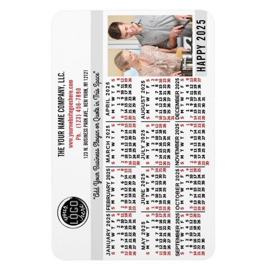 Magnet Flexible Calendrier 2025 Easy Custom Business Logo Nom Phot (Vertical)