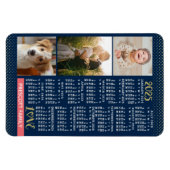 Magnet Flexible Calendrier 2025 Navy Corail Or Collage de photos d (Horizontal)