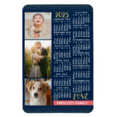 Magnet Flexible Calendrier 2025 Navy Corail Or Collage de photos d (Vertical)