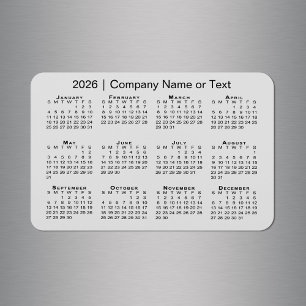 Magnet Flexible Calendrier 2026 avec gris texte personnalisé