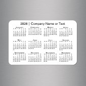 Magnet Flexible Calendrier 2026 avec texte personnalisé blanc