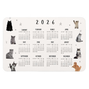 Magnet Flexible Calendrier 2026 Chat Mignon Drôle