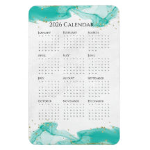 Calendrier 2026 Vagues marbrées Tropical Turquoise