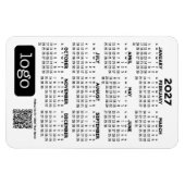 Magnet Flexible Calendrier 2027 avec logo d'entreprise et code QR (Horizontal)