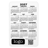 Magnet Flexible Calendrier 2027 avec logo d'entreprise et code QR (Vertical)