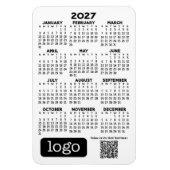 Magnet Flexible Calendrier 2027 avec logo d'entreprise et code QR (Vertical)