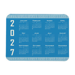 Magnet Flexible Calendrier 2027, Méandre Grec, Cosmic Latte sur fo