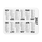 Magnet Flexible Calendrier 2027 - Noir et Blanc Minimal de Base (Horizontal)