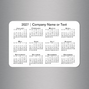 Magnet Flexible Calendrier 2027 Texte personnalisé Blanc