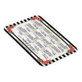Magnet Flexible Calendrier annuel 2025 Mensuel Rayures Florales |  (Côté Droit)