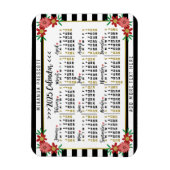 Magnet Flexible Calendrier annuel 2025 Mensuel Rayures Florales |  (Vertical)