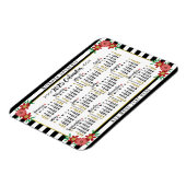 Magnet Flexible Calendrier annuel 2025 Mensuel Rayures Florales |  (Côté Gauche)