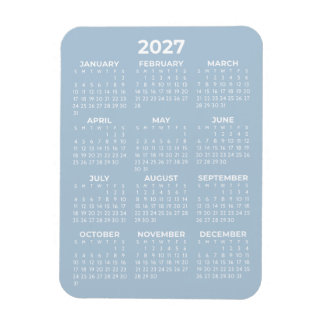Magnet Flexible Calendrier annuel 2027 Basique Minimal Mini Bleu