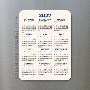 Magnet Flexible Calendrier annuel 2027 Vos couleurs Mini