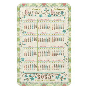 Magnet Flexible Calendrier annuel personnalisé 2025   Art nouveau 