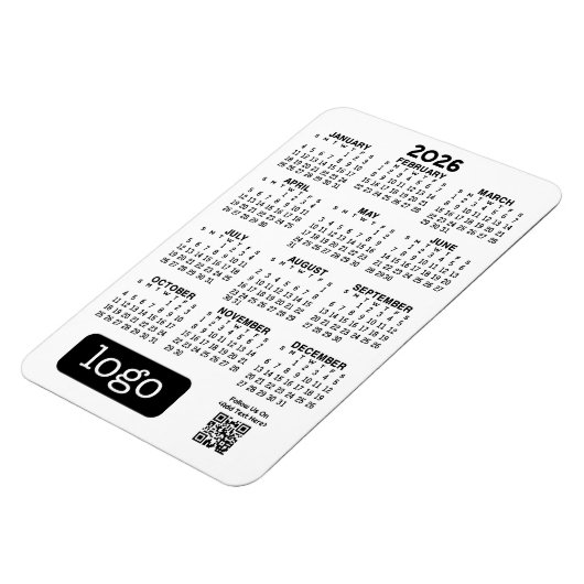 Magnet Flexible Calendrier avec logo d'entreprise et code QR (Côté Gauche)