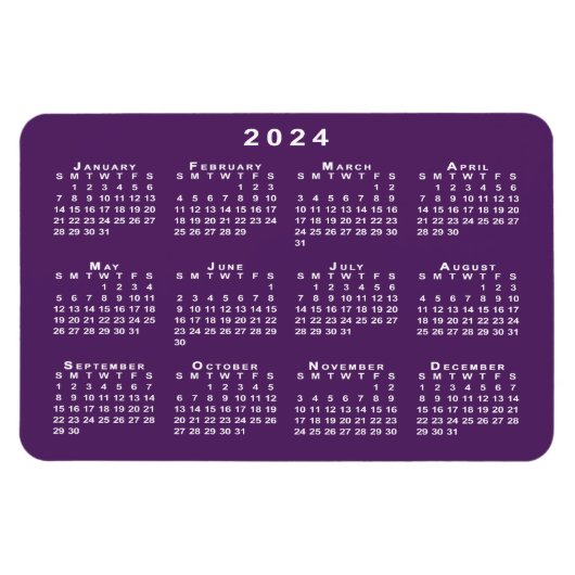 Magnet Flexible Calendrier blanc 2024 sur Modèle Arrière - plan vi (Horizontal)