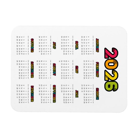 Magnet Flexible Calendrier coloré 2025 (Horizontal)