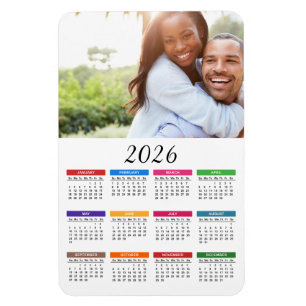 Magnet Flexible Calendrier coloré 2026 avec votre photo