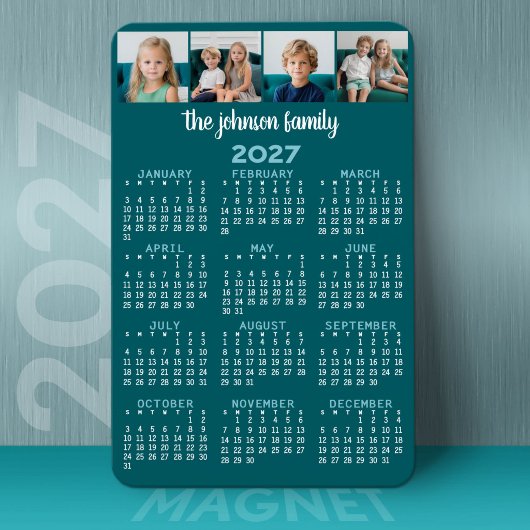 Magnet Flexible Calendrier complet 2027 avec 4 photos