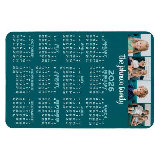 Magnet Flexible Calendrier complet avec 4 photos (Horizontal)