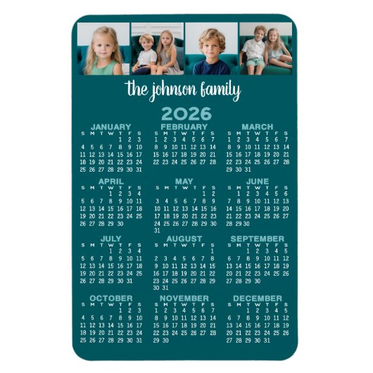 Magnet Flexible Calendrier complet avec 4 photos (Vertical)