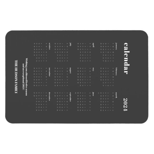 Magnet Flexible Calendrier de gris foncé 2024 avec modèle Gris fon (Horizontal)