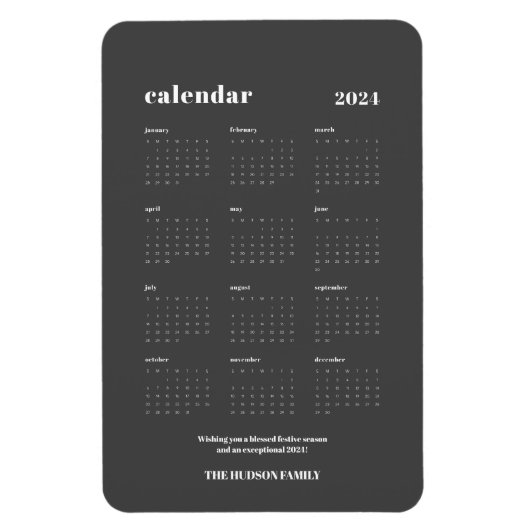 Magnet Flexible Calendrier de gris foncé 2024 avec modèle Gris fon (Vertical)