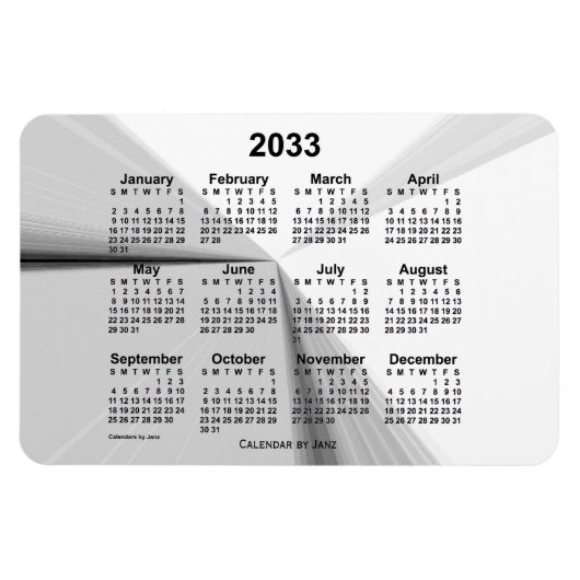 Magnet Flexible Calendrier de la fumée disparue 2033 par Janz 4x6 (Horizontal)