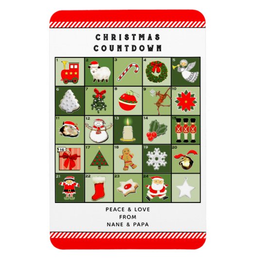 Magnet Flexible Calendrier de l'Avent carte de Noël créative (Vertical)