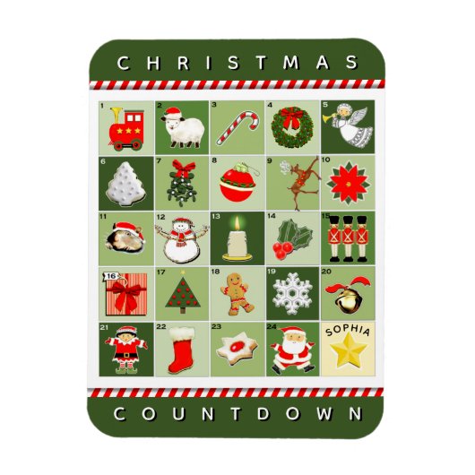 Magnet Flexible Calendrier de l'Avent de Noël (Vertical)