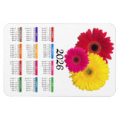 Magnet Flexible Calendrier de marguerite 2026 rose jaune rouge Ger (Horizontal)