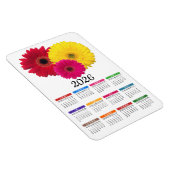Magnet Flexible Calendrier de marguerite 2026 rose jaune rouge Ger (Côté Droit)
