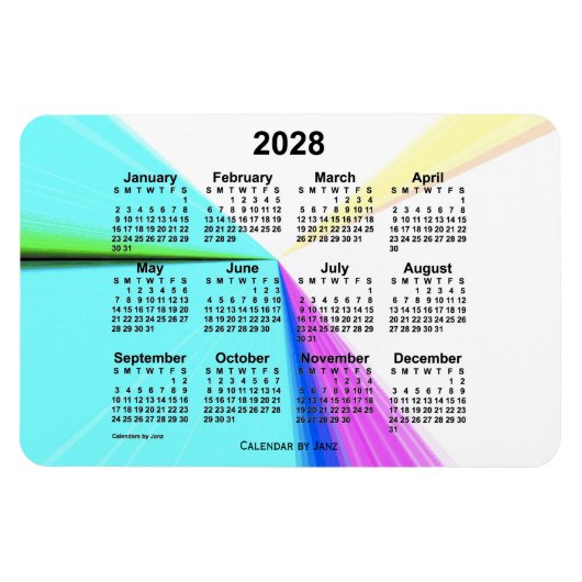 Magnet Flexible Calendrier des points de fuite 2028 par Janz 4x6 M (Horizontal)