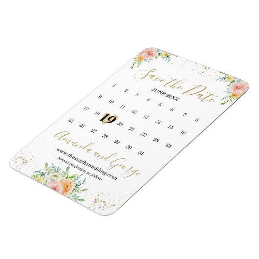 Magnet Flexible Calendrier Enregistrer la date Fleurs d'aimant et  (Côté Gauche)