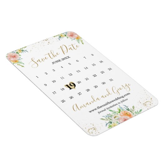 Magnet Flexible Calendrier Enregistrer la date Fleurs d'aimant et  (Côté Droit)