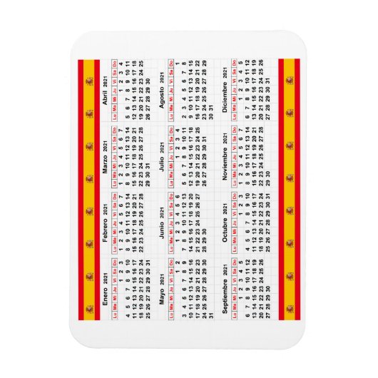 Magnet Flexible Calendrier espagnol 2021 (Vertical)
