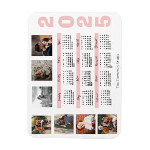 Magnet Flexible Calendrier Familial Multi-Photos Nouvelle Année 20