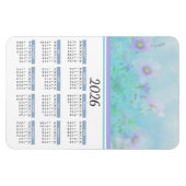 Magnet Flexible Calendrier floral Aquarelle bleu doux 2026 (Horizontal)