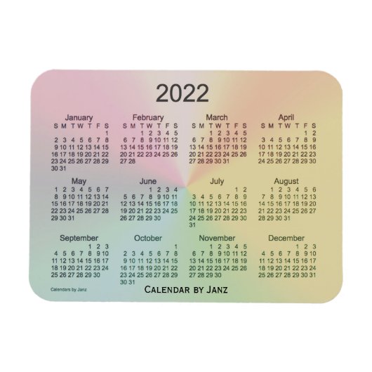 Magnet Flexible Calendrier La Boca Shimmer 2022 par Janz 3x4 Magne (Horizontal)