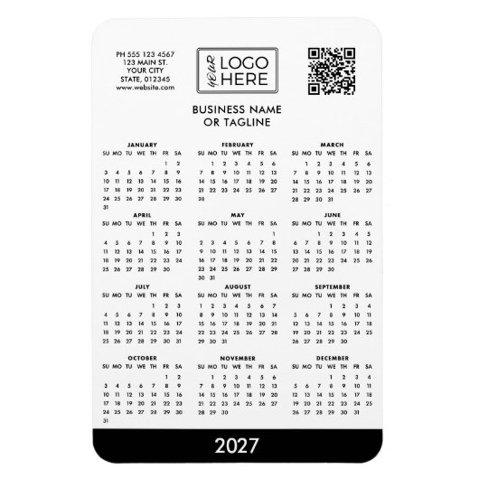 Magnet Flexible Calendrier Logo Entreprise 2027 (Vertical)
