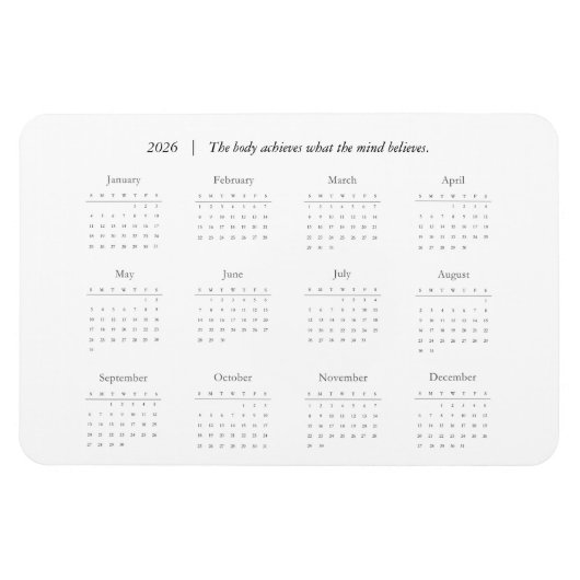 Magnet Flexible Calendrier Magnetique Citation Personnalisée 2026 (Horizontal)