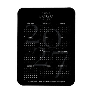 Magnet Flexible Calendrier magnétique minimal noir 2027 Logo Entre