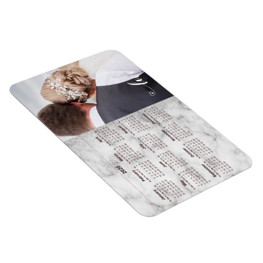 Magnet Flexible Calendrier Mariage 2020 de Sliver Marble (Côté Droit)