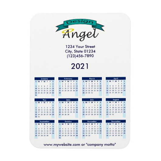 Magnet Flexible Calendrier Marine 2021 de votre logo (Vertical)