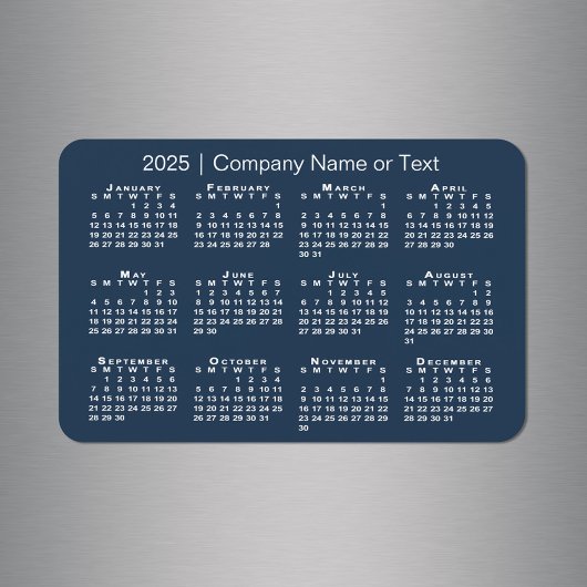 Magnet Flexible Calendrier Marine bleu et blanc 2025 avec texte pe