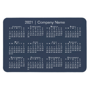 Magnet Flexible Calendrier Marine et White 2021 avec nom de sociét