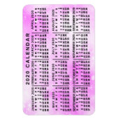 Magnet Flexible Calendrier mensuel 2020 Étoiles d'aquarelle rose (Vertical)