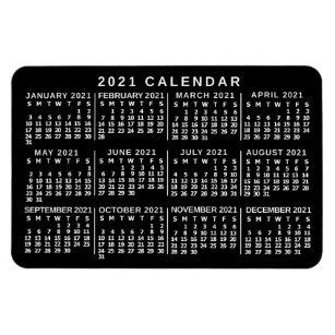 Magnet Flexible Calendrier mensuel 2021 - Noir et blanc
