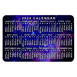 Magnet Flexible Calendrier mensuel 2024 Nebula spatiale externe
